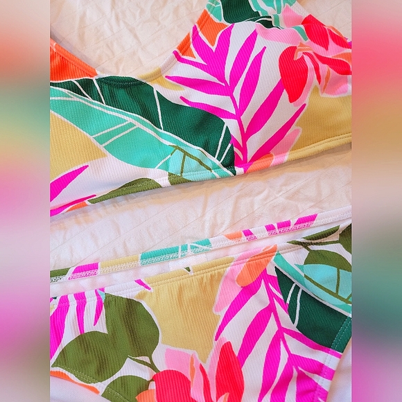 NWT Xhilaration Ribbed Bikini | Multicolored Tropical Print | Size XL - Picture 10 of 11
